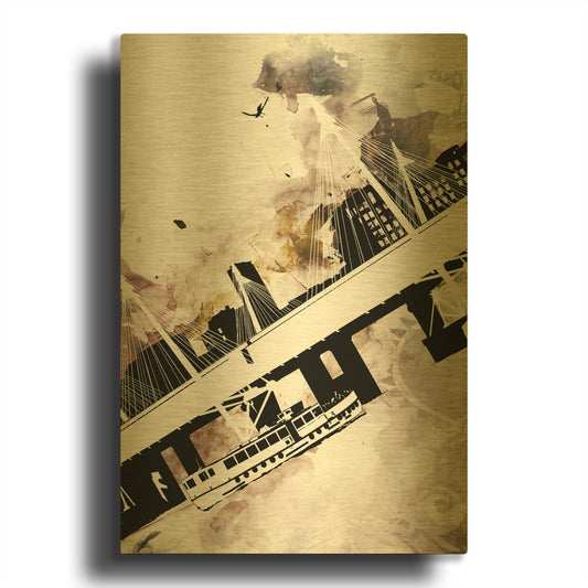 'Crossing 2' By Jonathan Lam Gold Metal Wall Art
