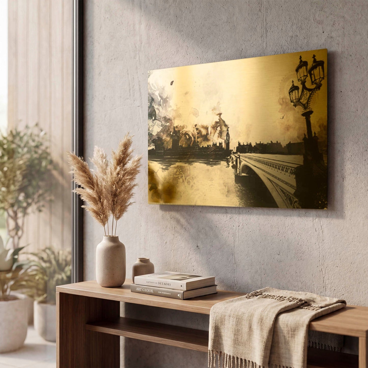 'The Thames' By Jonathan Lam Gold Metal Wall Art