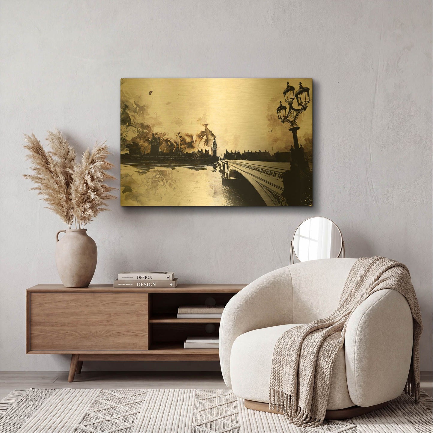 'The Thames' By Jonathan Lam Gold Metal Wall Art
