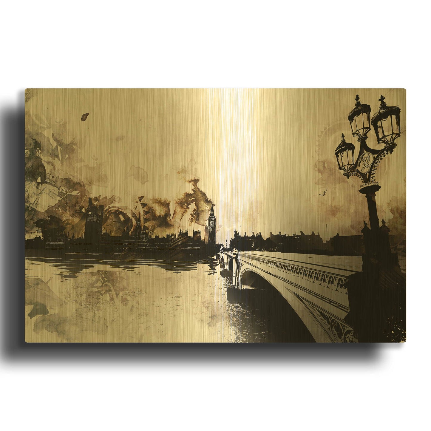 'The Thames' By Jonathan Lam Gold Metal Wall Art