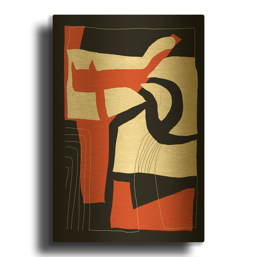 'The Loose Cat MF969-1975' By Design Fabrikken Gold Metal Wall Art