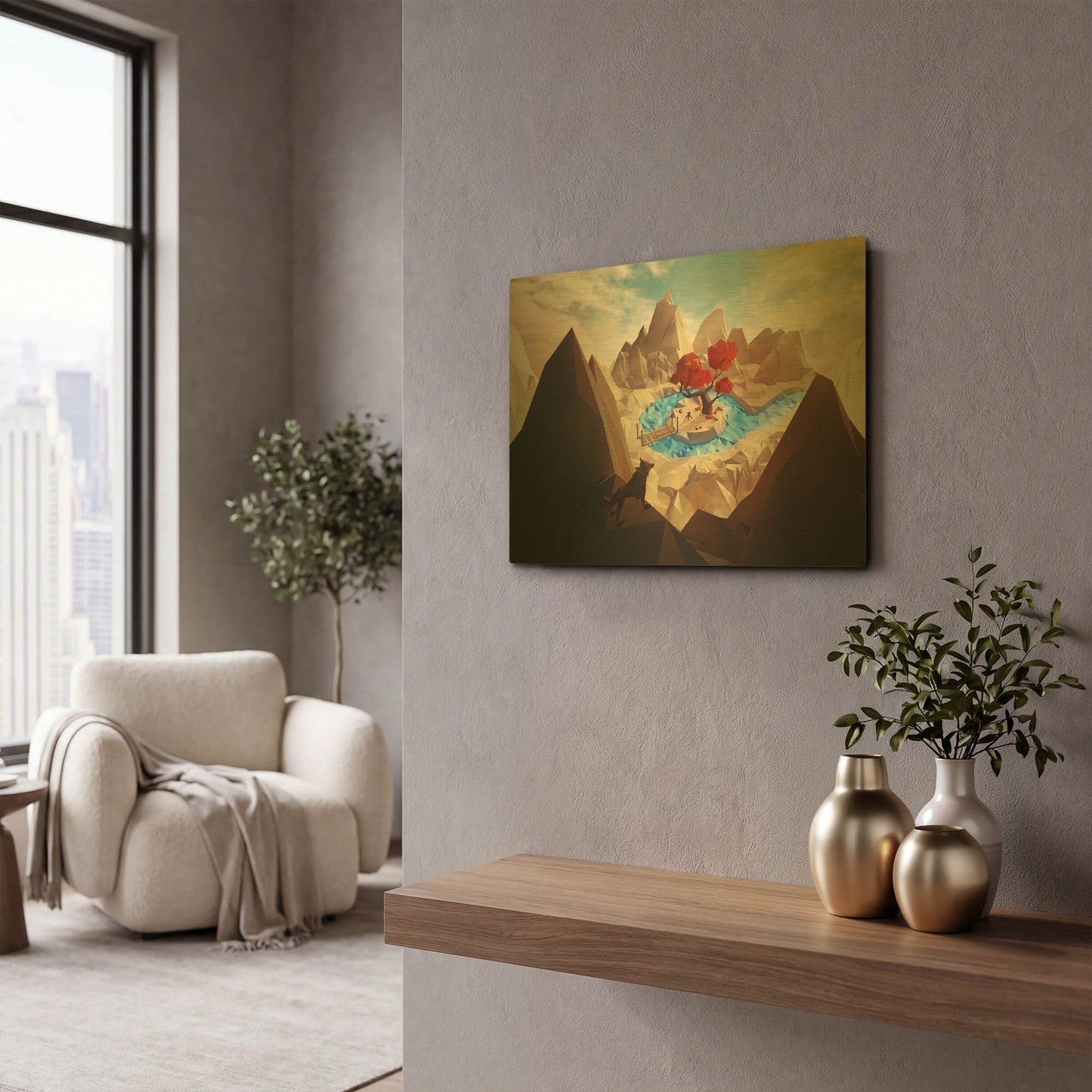 'Hidden Camp' By Jonathan Lam Gold Metal Wall Art