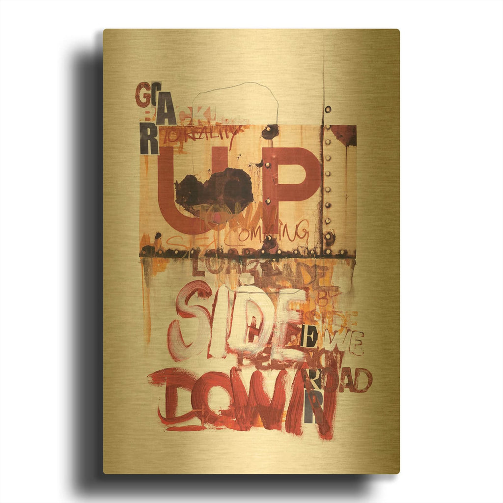 'Up Side Down 1 MF969-1640' By Design Fabrikken Gold Metal Wall Art