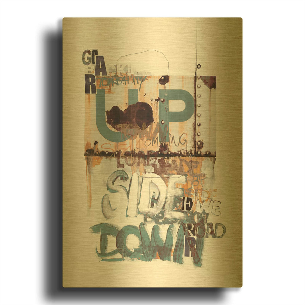 'Up Side Down 2 MF969-1643' By Design Fabrikken Gold Metal Wall Art
