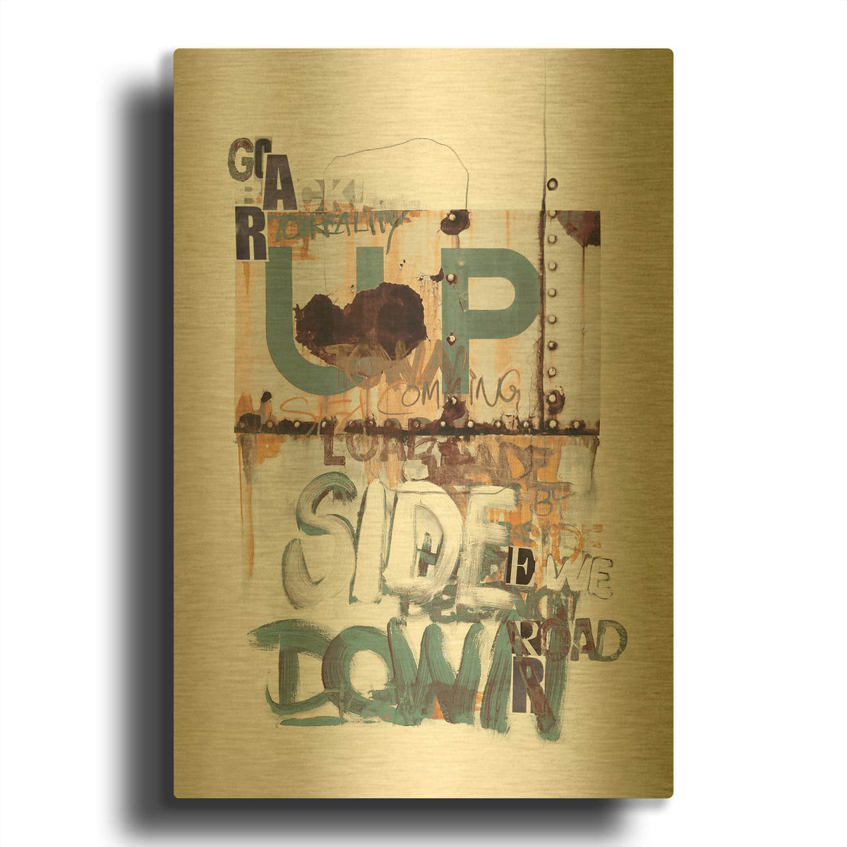 'Up Side Down 2 MF969-1643' By Design Fabrikken Gold Metal Wall Art