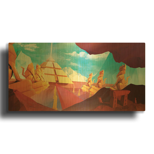 'Low Poly Pyramid' By Jonathan Lam Gold Metal Wall Art