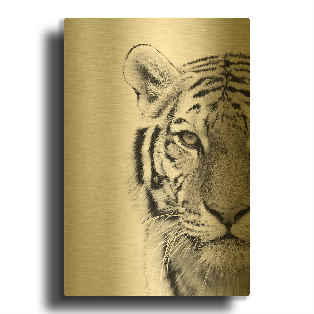 'White Tiger MF969-0350' By Design Fabrikken Gold Metal Wall Art