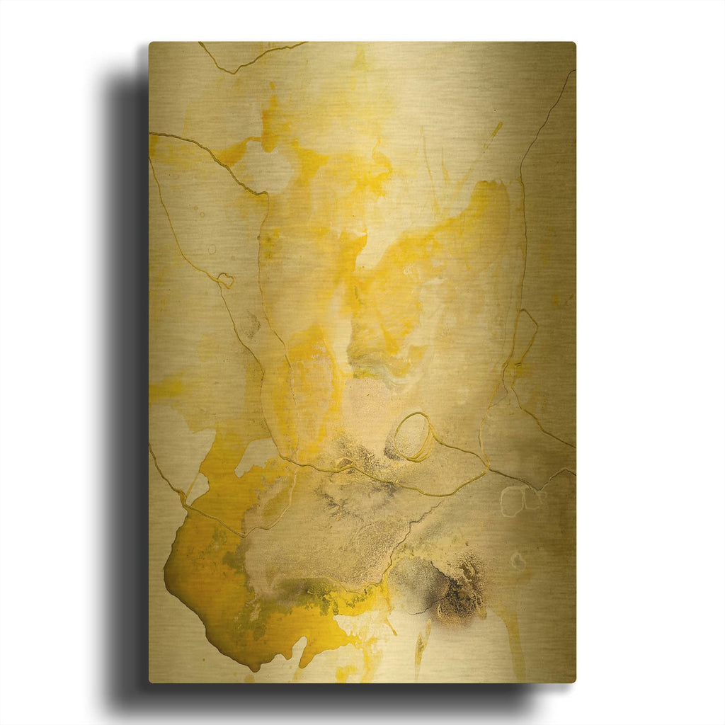 'Yellow Line MF969-1441' By Design Fabrikken Gold Metal Wall Art