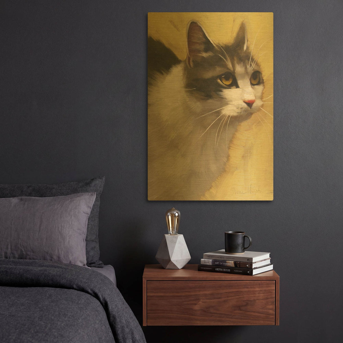 'Derby Cat' By Diane Hoeptner Gold Metal Wall Art
