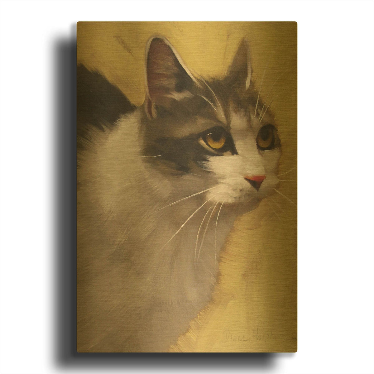 'Derby Cat' By Diane Hoeptner Gold Metal Wall Art