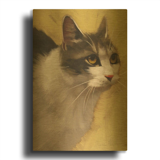 'Derby Cat' By Diane Hoeptner Gold Metal Wall Art