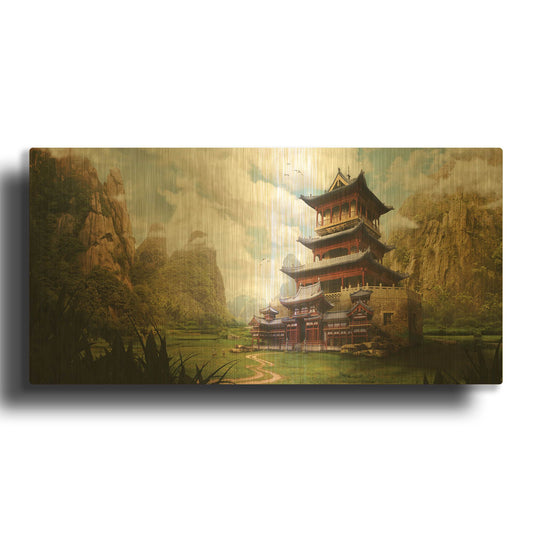 'Hidden Temple' By Jonathan Lam Gold Metal Wall Art