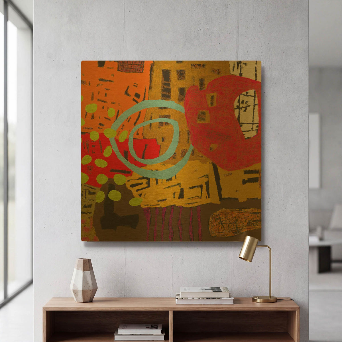 'Conversations in the Abstract 28' By Downs Gold Metal Wall Art