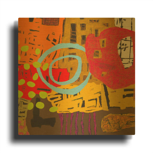 'Conversations in the Abstract 28' By Downs Gold Metal Wall Art