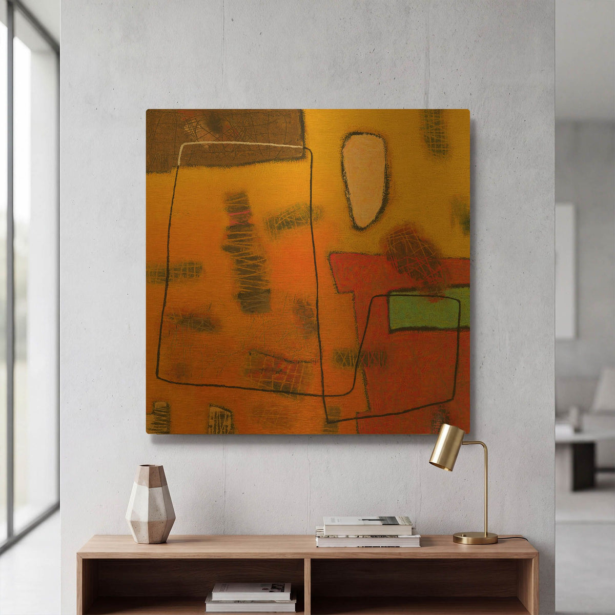 'Conversations in the Abstract 31' By Downs Gold Metal Wall Art