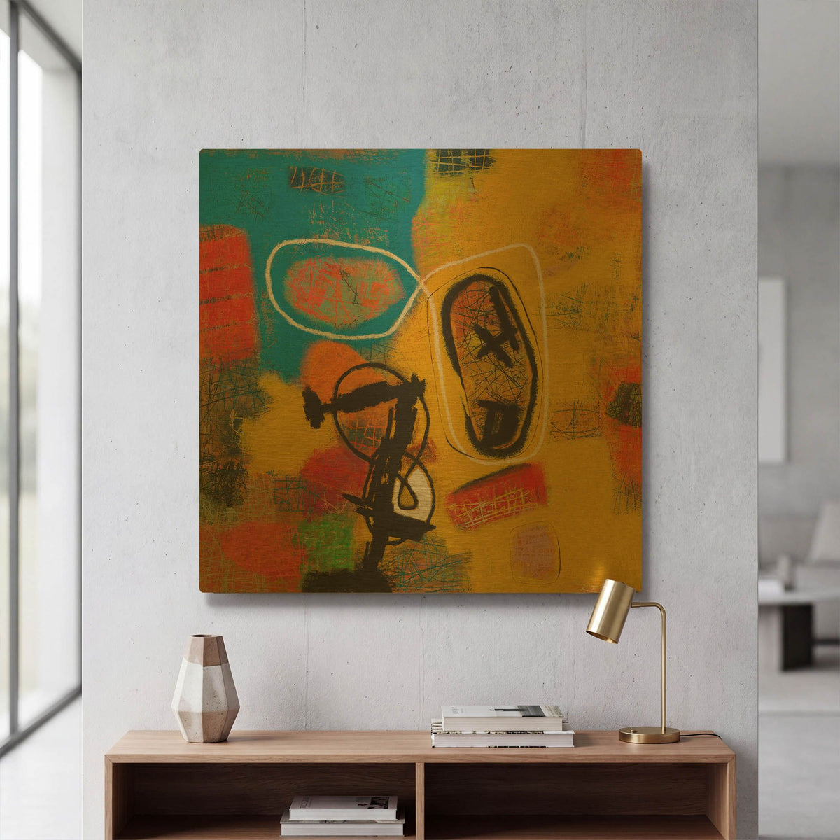 'Conversations in the Abstract 32' By Downs Gold Metal Wall Art