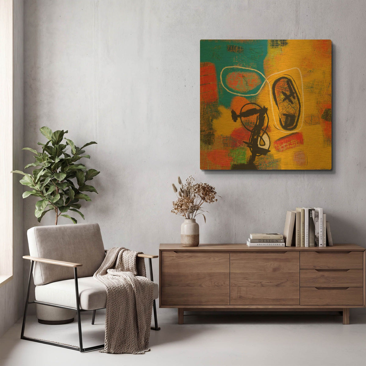 'Conversations in the Abstract 32' By Downs Gold Metal Wall Art