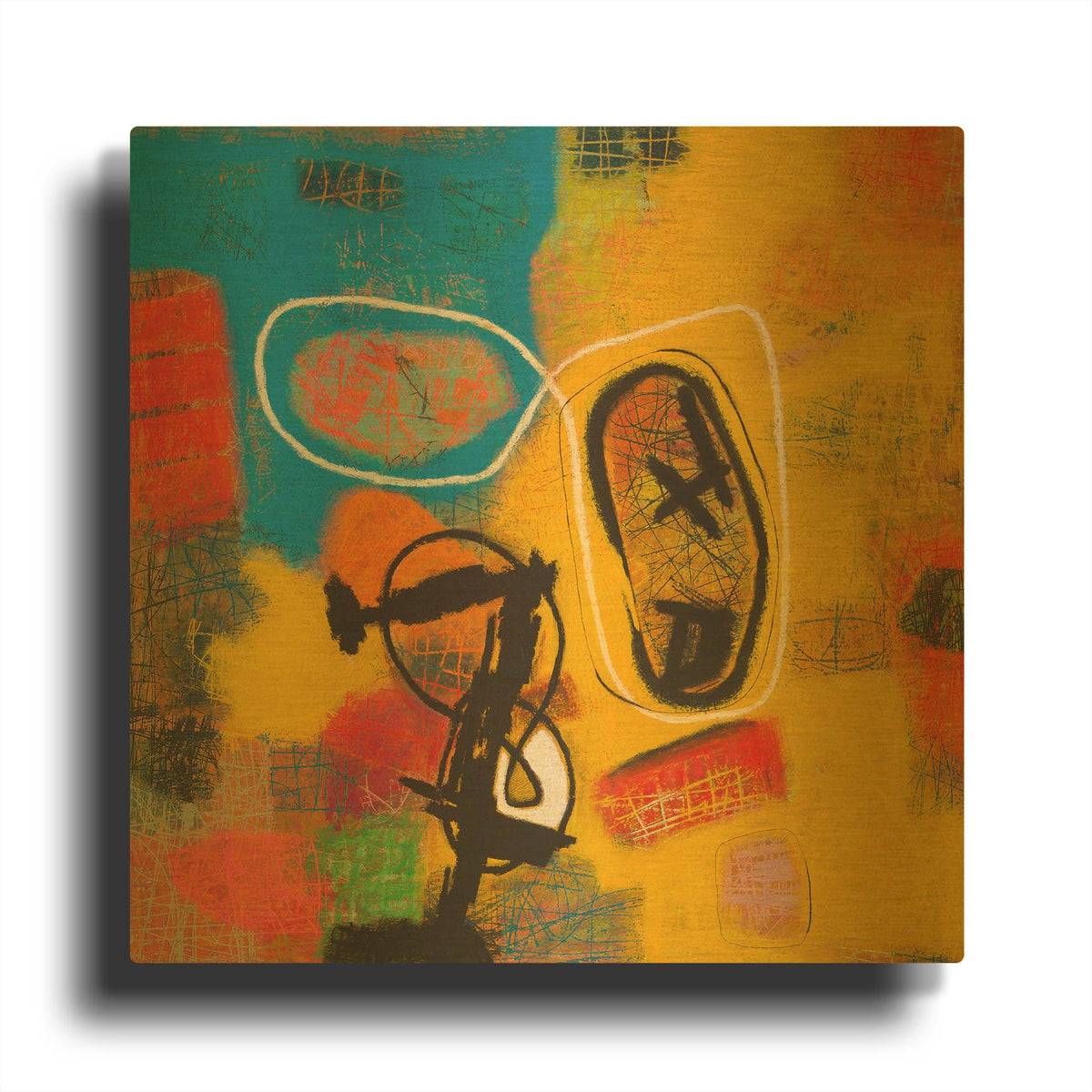 'Conversations in the Abstract 32' By Downs Gold Metal Wall Art