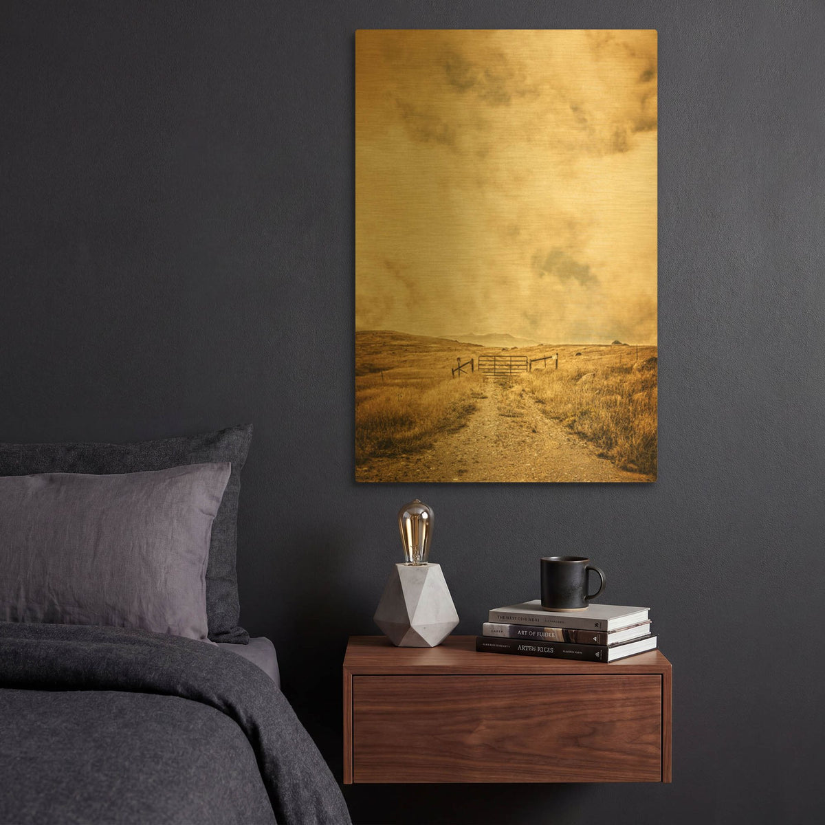 'Ranch Gate' By Edward M. Fielding Gold Metal Wall Art