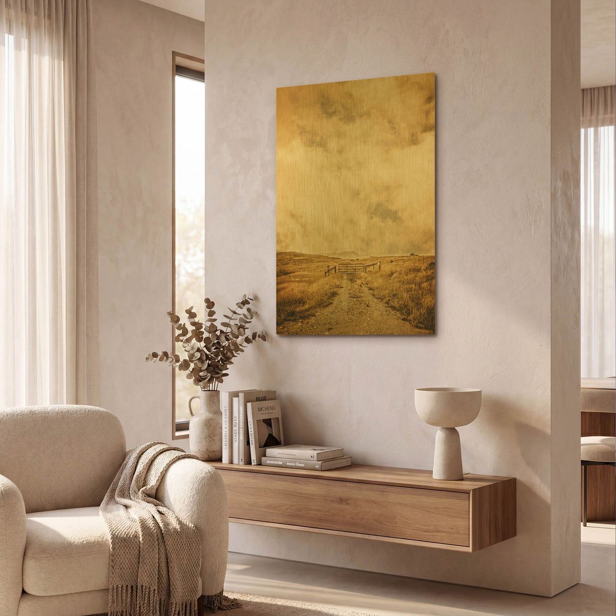 'Ranch Gate' By Edward M. Fielding Gold Metal Wall Art
