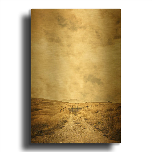 'Ranch Gate' By Edward M. Fielding Gold Metal Wall Art