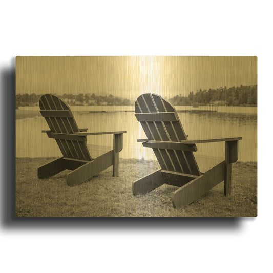'Relaxing at the Lake' By Edward M. Fielding Gold Metal Wall Art