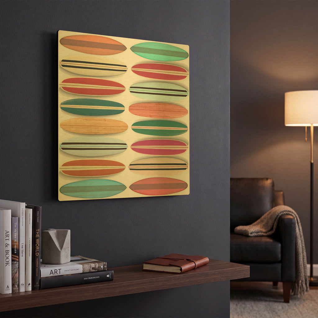 'Surfboard Pattern' By Edward M. Fielding Gold Metal Wall Art