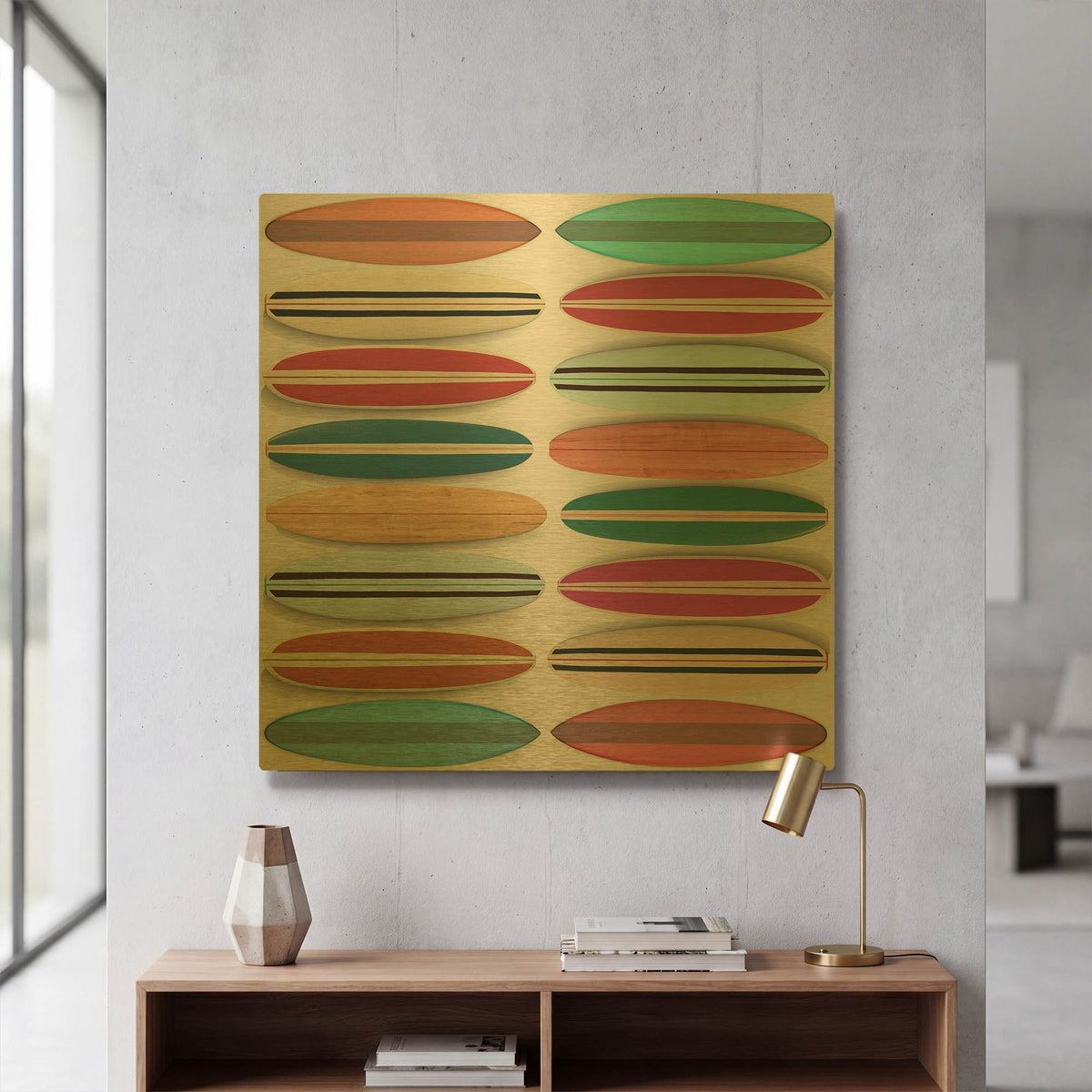 'Surfboard Pattern' By Edward M. Fielding Gold Metal Wall Art