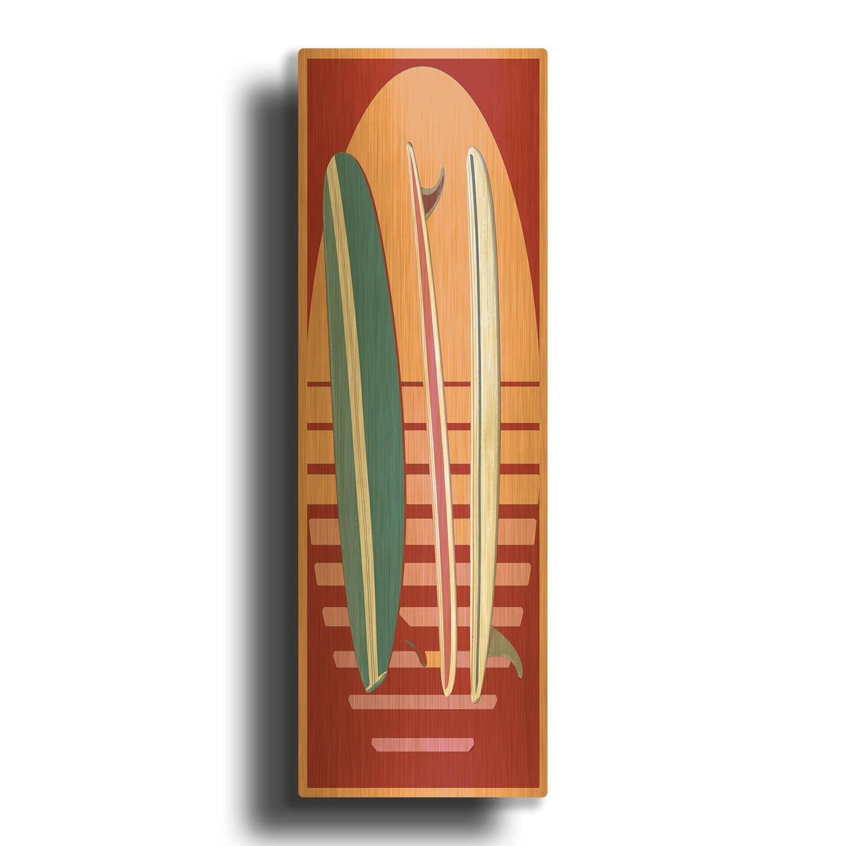 'Surfboard Sunset' By Edward M. Fielding Gold Metal Wall Art