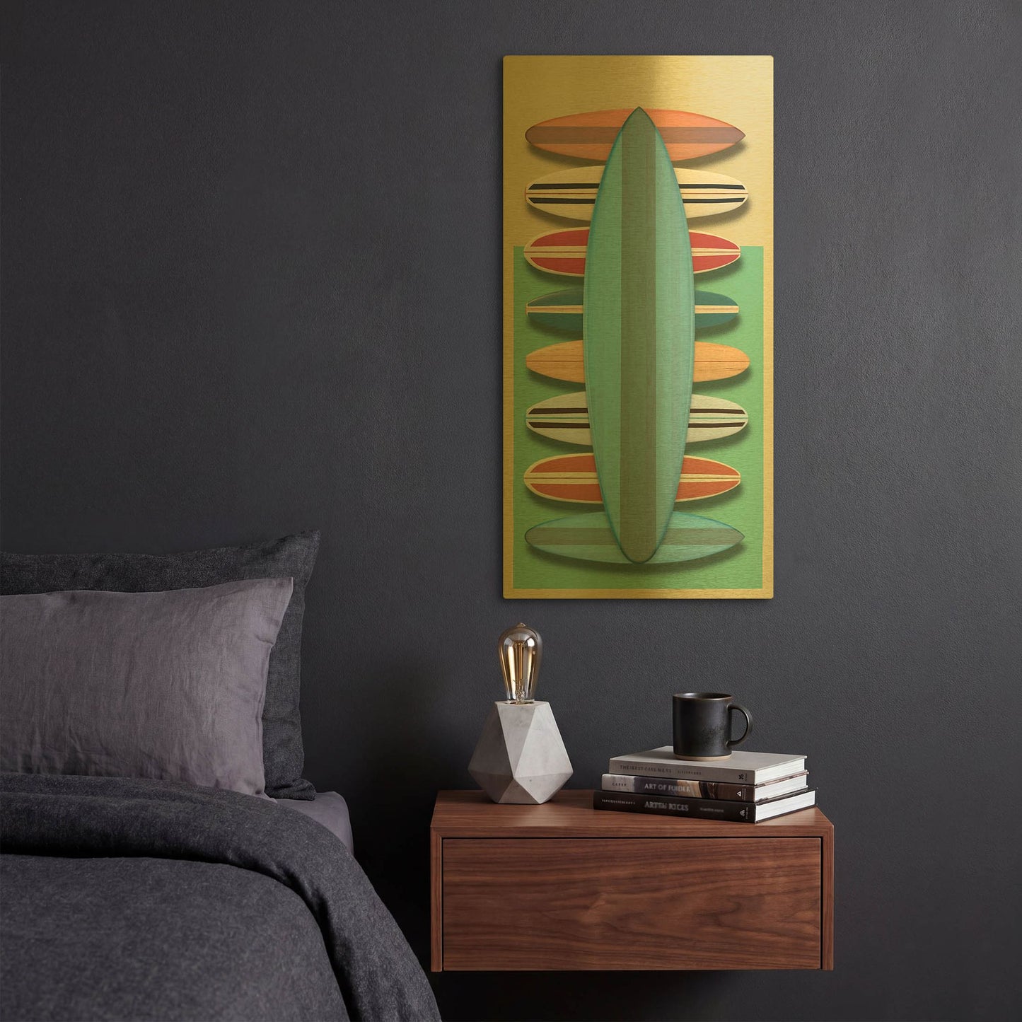 'Surfboards - Red' By Edward M. Fielding Gold Metal Wall Art