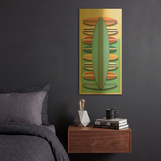 'Surfboards - Red' By Edward M. Fielding Gold Metal Wall Art