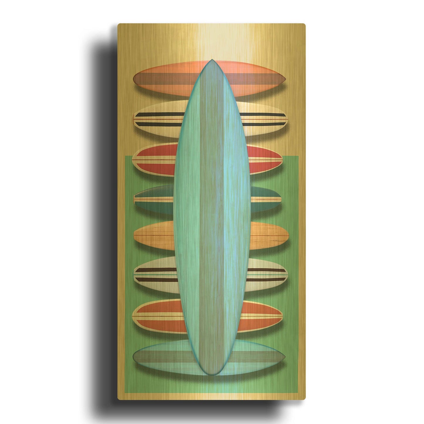 'Surfboards - Red' By Edward M. Fielding Gold Metal Wall Art