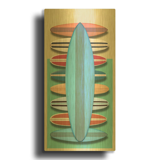 'Surfboards - Red' By Edward M. Fielding Gold Metal Wall Art