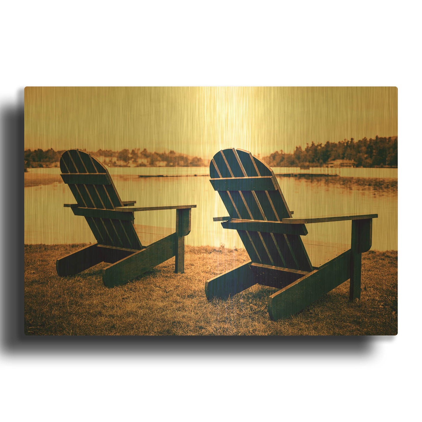 'At the Lakes' By Edward M. Fielding Gold Metal Wall Art