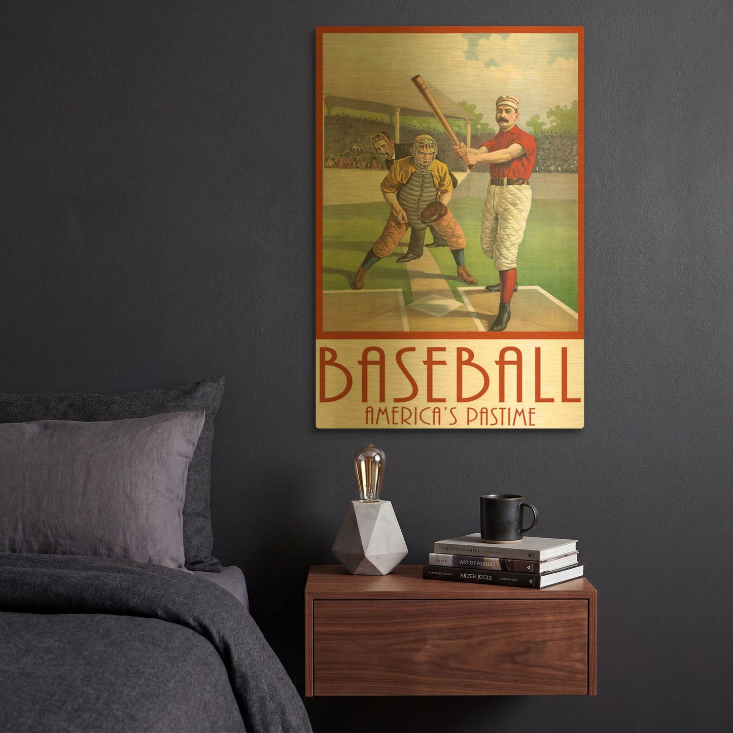 'Baseball America' By Edward M. Fielding Gold Metal Wall Art