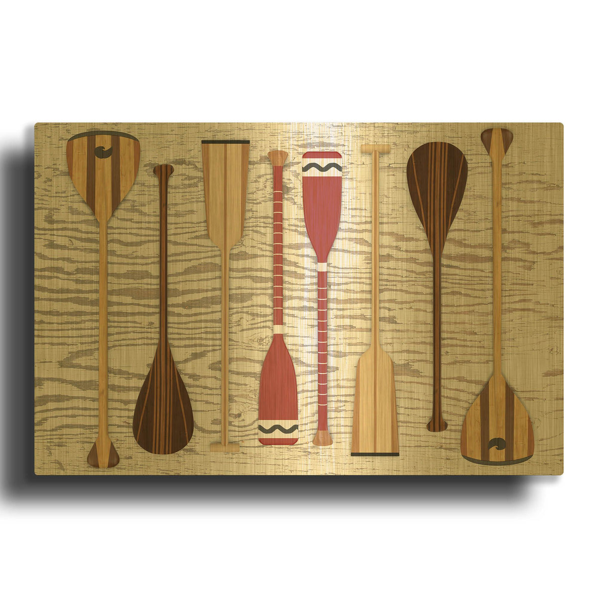 'Canoe Paddles & Oar' By Edward M. Fielding Gold Metal Wall Art