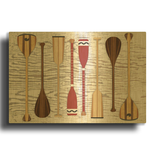 'Canoe Paddles & Oar' By Edward M. Fielding Gold Metal Wall Art