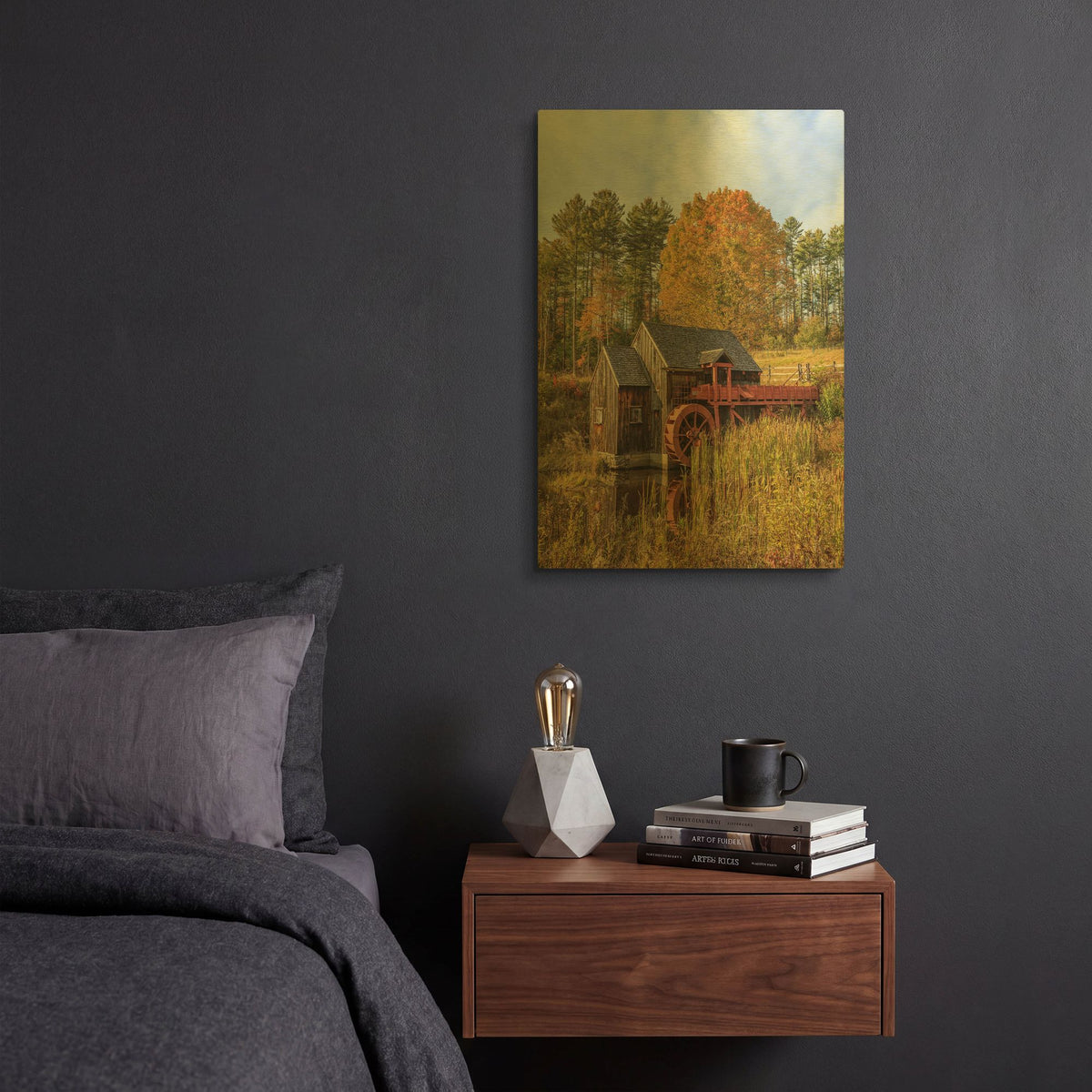 'Grist Mill' By Edward M. Fielding Gold Metal Wall Art