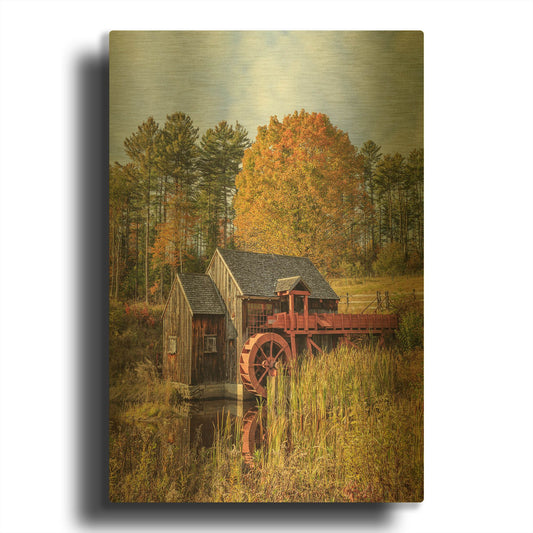 'Grist Mill' By Edward M. Fielding Gold Metal Wall Art