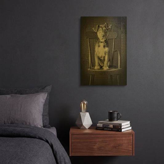 'Mutt Black & White' By Edward M. Fielding Gold Metal Wall Art