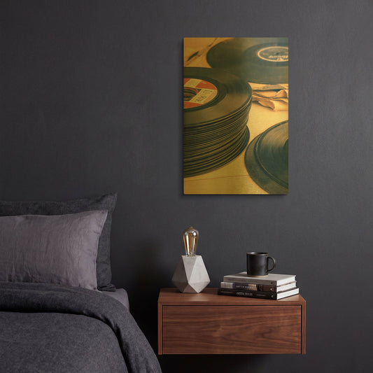 'Old 45s' By Edward M. Fielding Gold Metal Wall Art