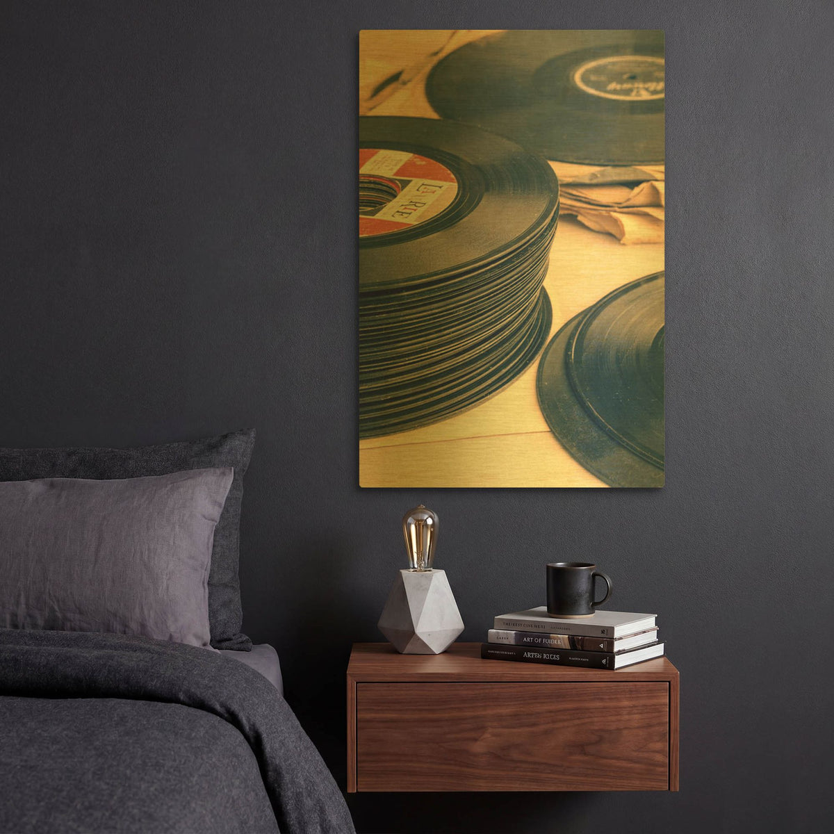'Old 45s' By Edward M. Fielding Gold Metal Wall Art