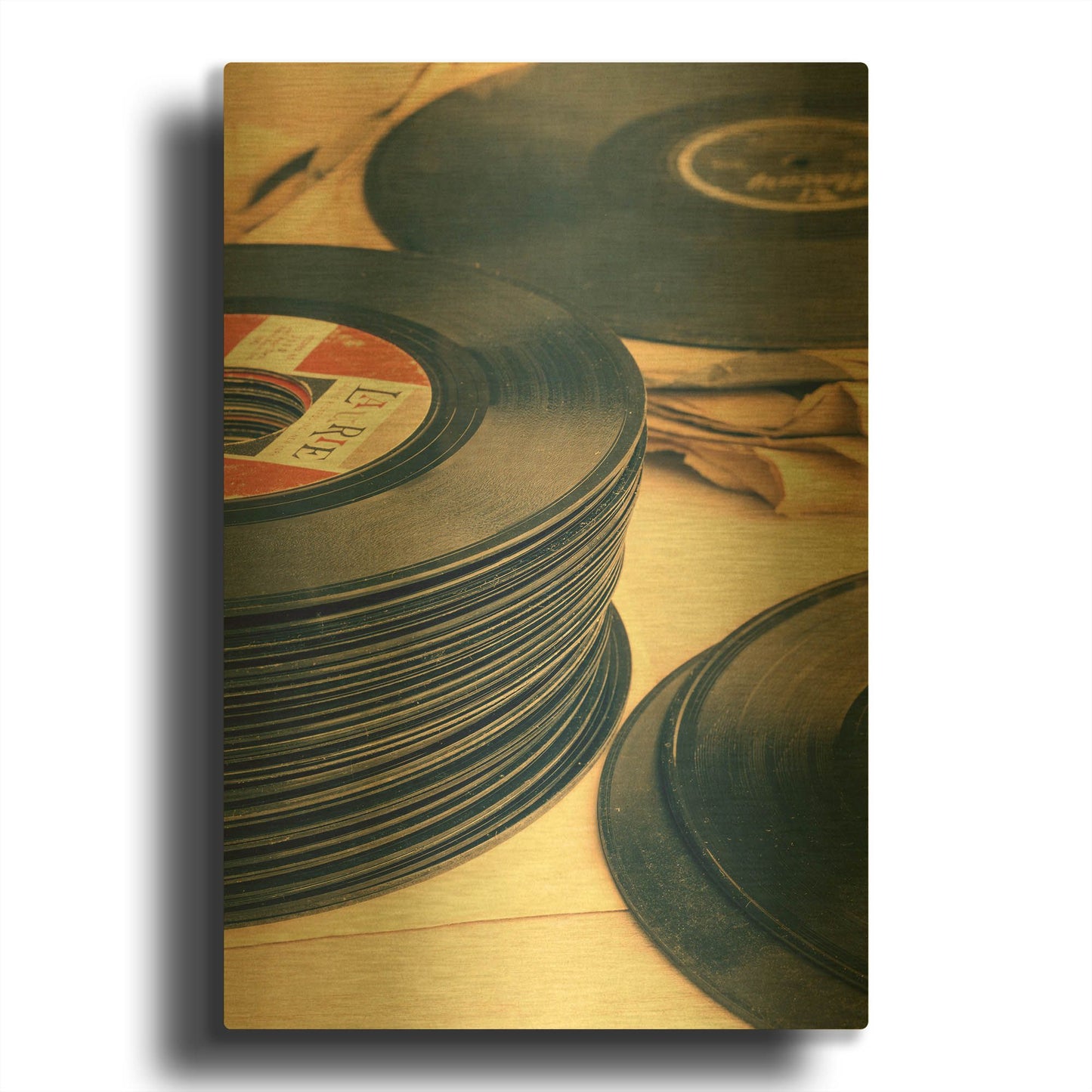 'Old 45s' By Edward M. Fielding Gold Metal Wall Art