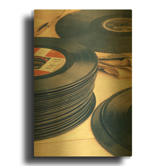 'Old 45s' By Edward M. Fielding Gold Metal Wall Art
