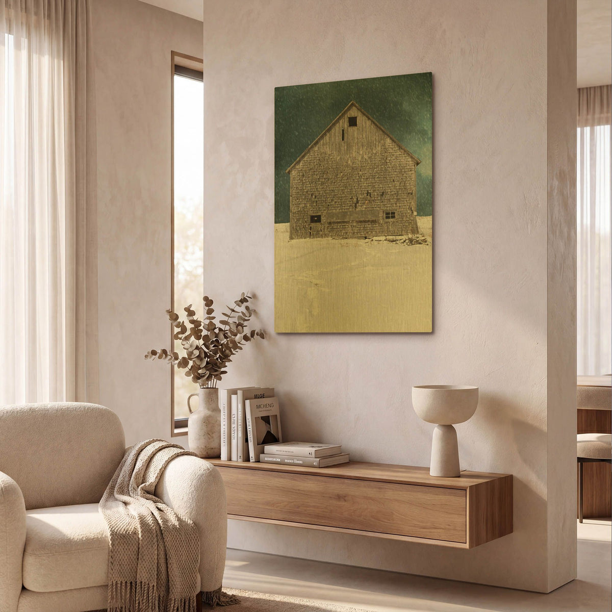 'Old Barn' By Edward M. Fielding Gold Metal Wall Art