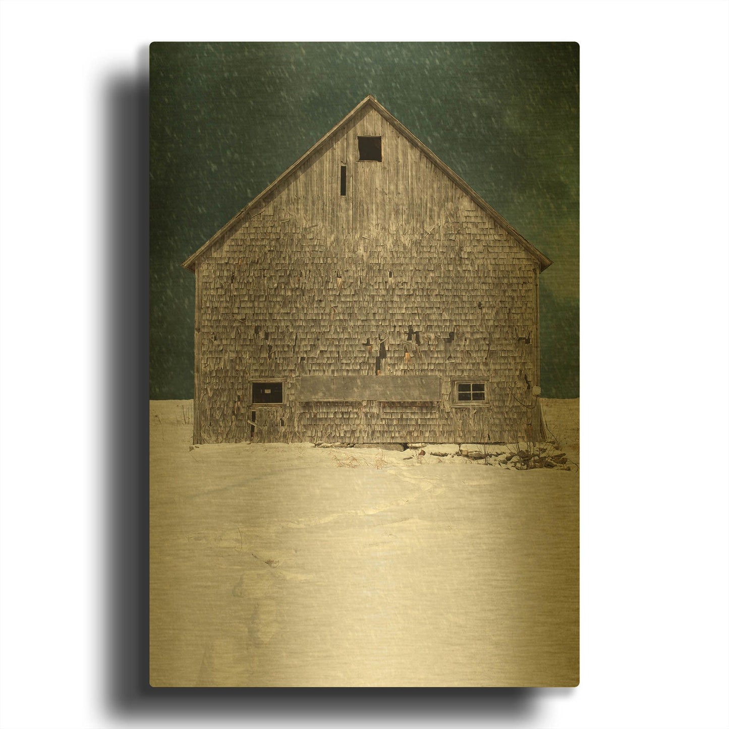 'Old Barn' By Edward M. Fielding Gold Metal Wall Art