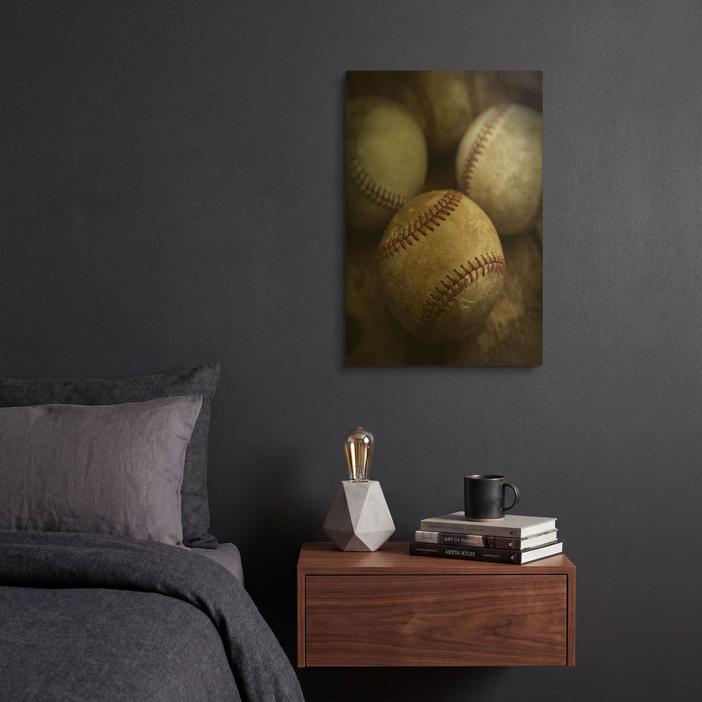 'Old Baseball' By Edward M. Fielding Gold Metal Wall Art