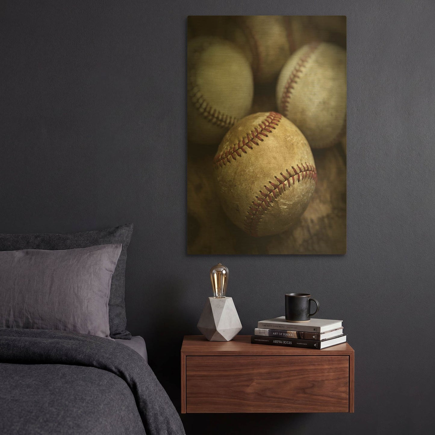 'Old Baseball' By Edward M. Fielding Gold Metal Wall Art