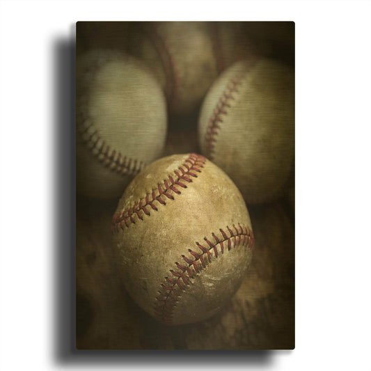 'Old Baseball' By Edward M. Fielding Gold Metal Wall Art