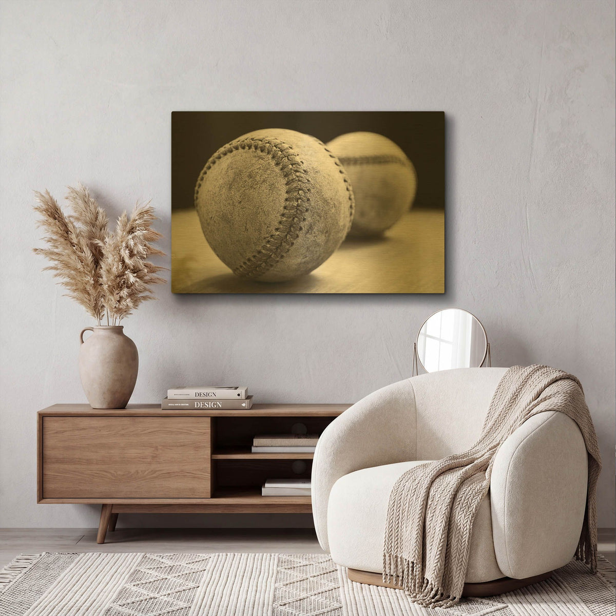 'Old Baseballs' By Edward M. Fielding Gold Metal Wall Art